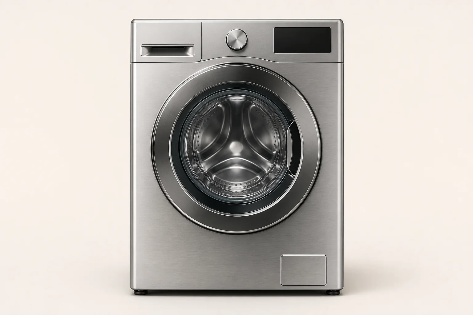 Residential front-load washing machine in a modern home laundry room