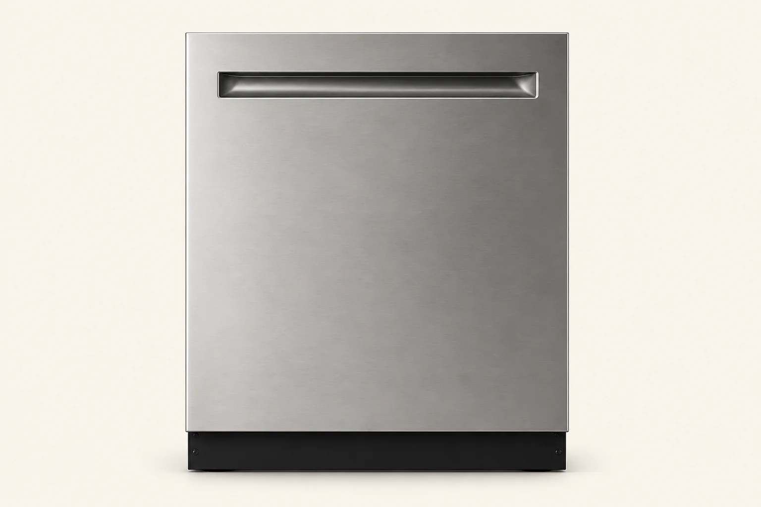 Built-in dishwasher with door open showing clean dishes